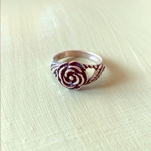 Silver rose ring
